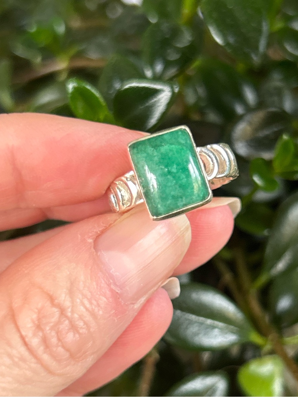 Brand New Sterling Silver and Genuine Emerald Ring